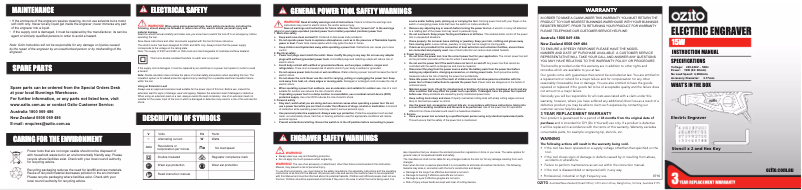 Page 1 de la notice Manuel utilisateur Ozito EGR-2050