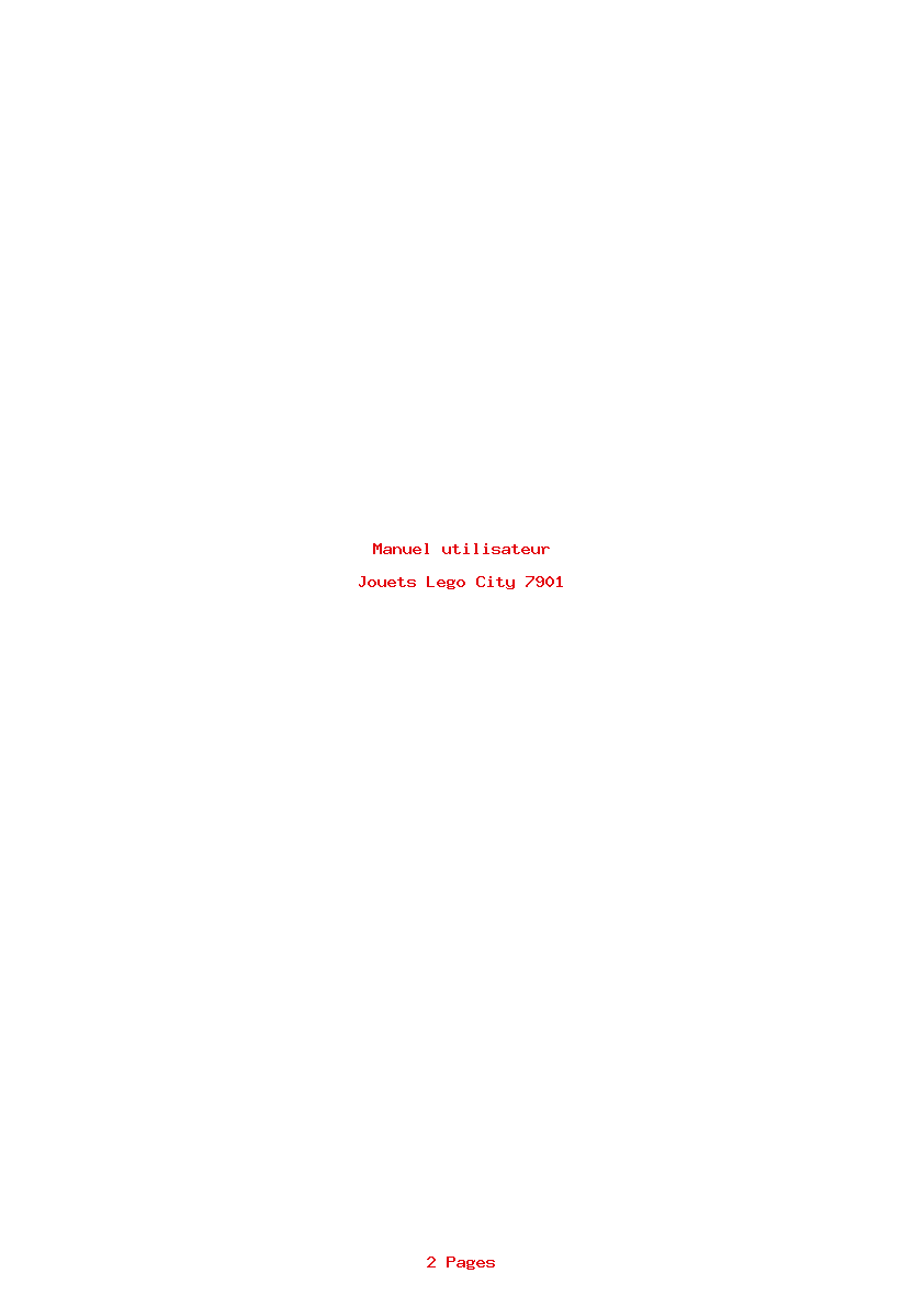 Page 1 de la notice Manuel utilisateur Lego City 7901