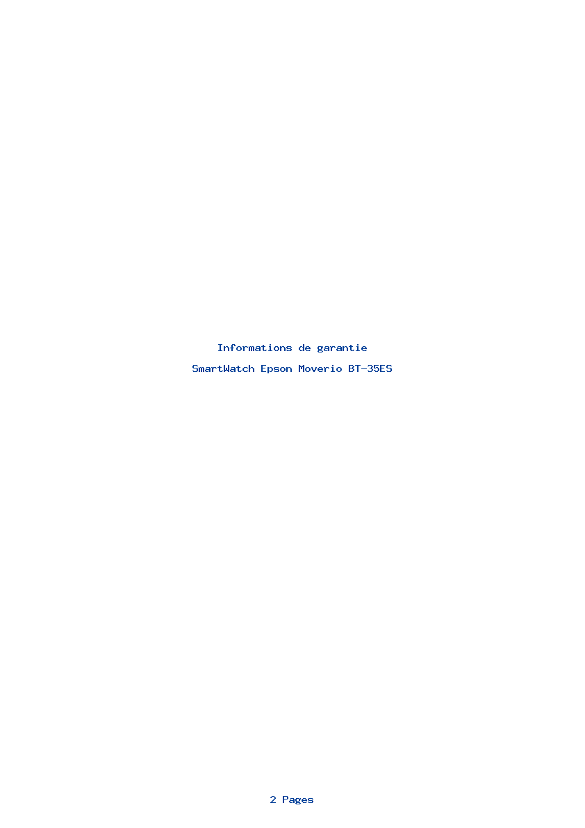 Page 1 de la notice Informations de garantie Epson Moverio BT-35ES