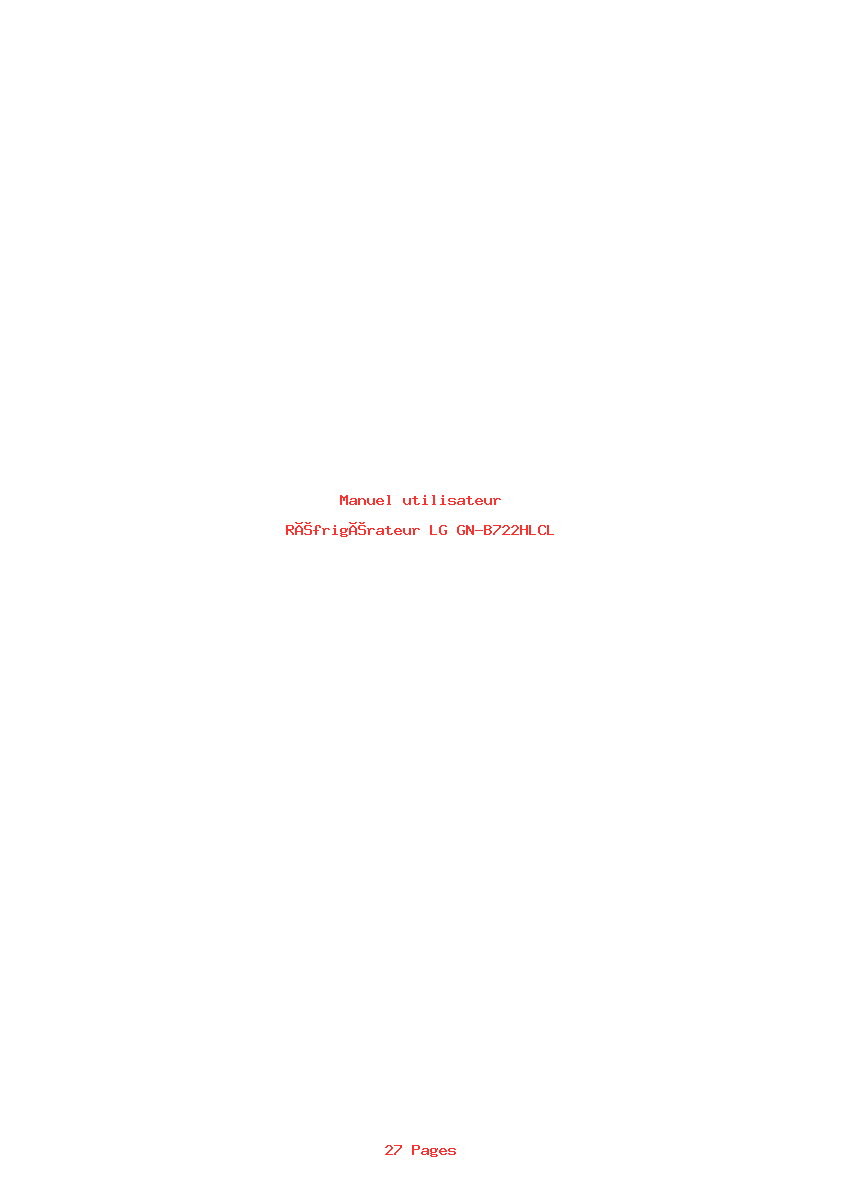 Page 1 de la notice Manuel utilisateur LG GN-B722HLCL