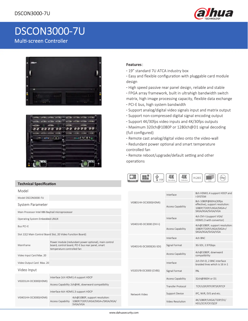 Page 1 of the manual Technical Sheet Dahua Technology DSCON3000-7U