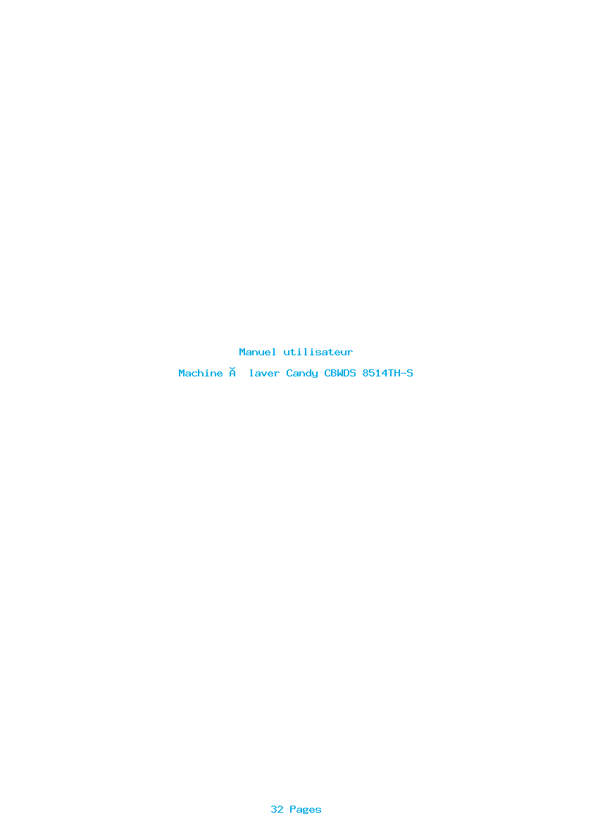 Page 1 de la notice Manuel utilisateur Candy CBWDS 8514TH-S