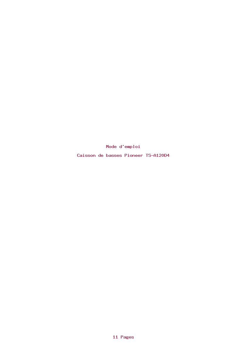 Page 1 de la notice Mode d'emploi Pioneer TS-A120D4