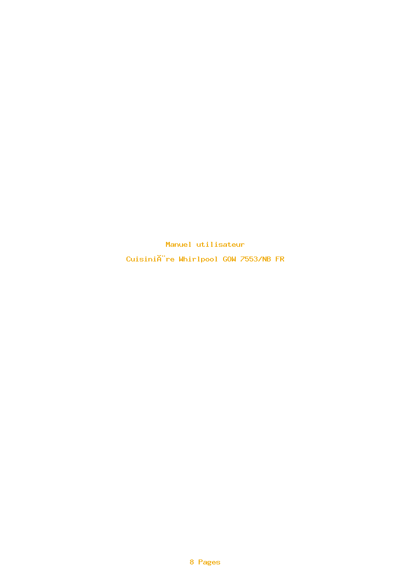 Page 1 de la notice Manuel utilisateur Whirlpool GOW 7553/NB FR