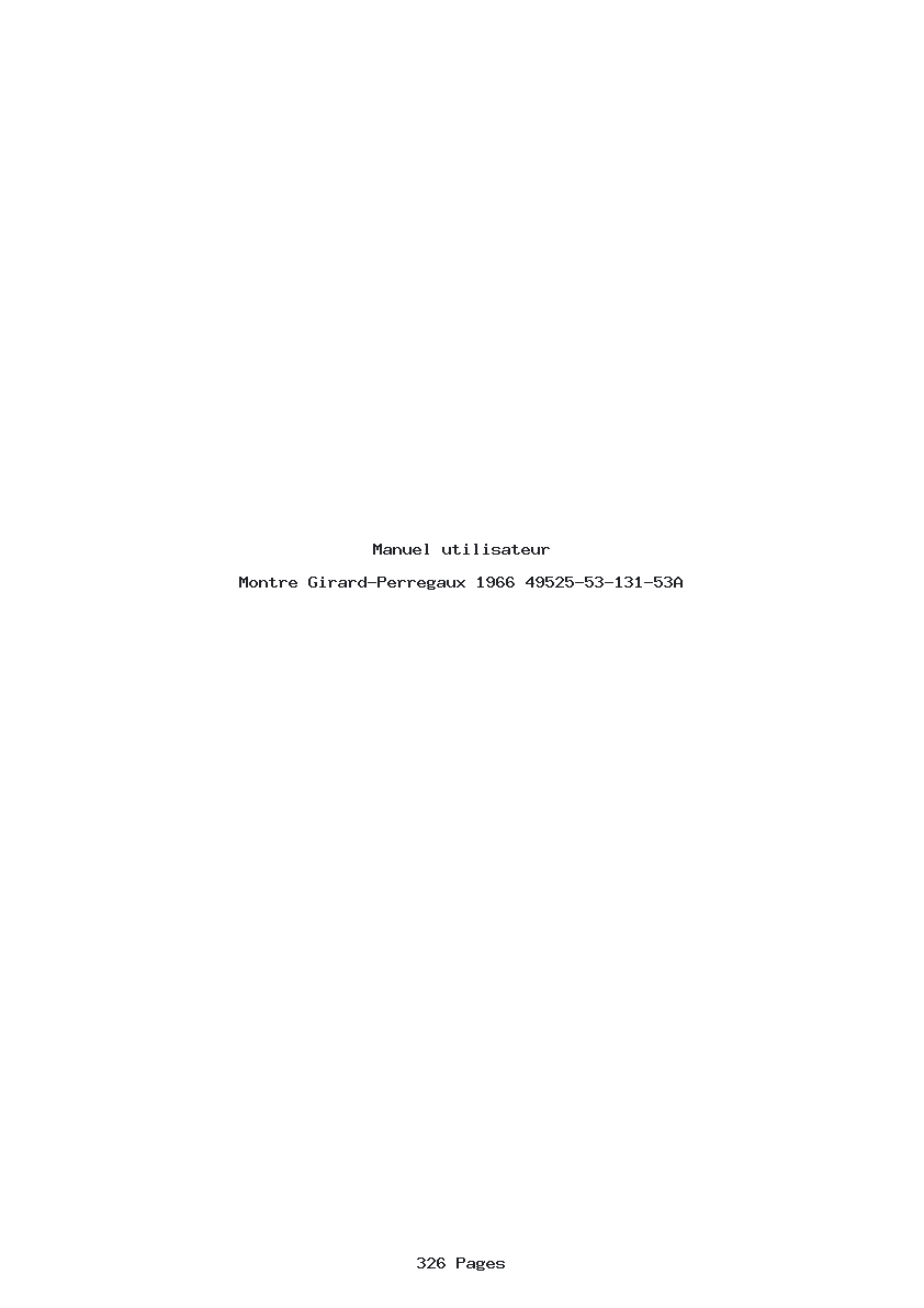 Page 1 de la notice Manuel utilisateur Girard-Perregaux 1966 49525-53-131-53A