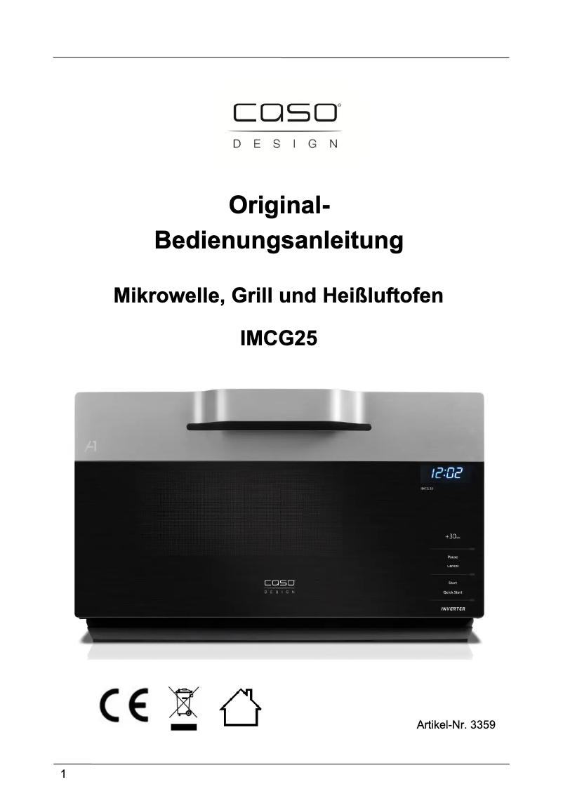 Page 1 of the manual User Manual Caso IMCG25