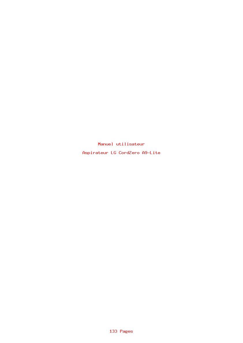Page 1 de la notice Manuel utilisateur LG CordZero A9-Lite