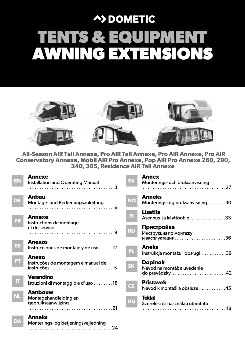 Page 1 de la notice Manuel utilisateur Dometic Mobil AIR Pro Annexe