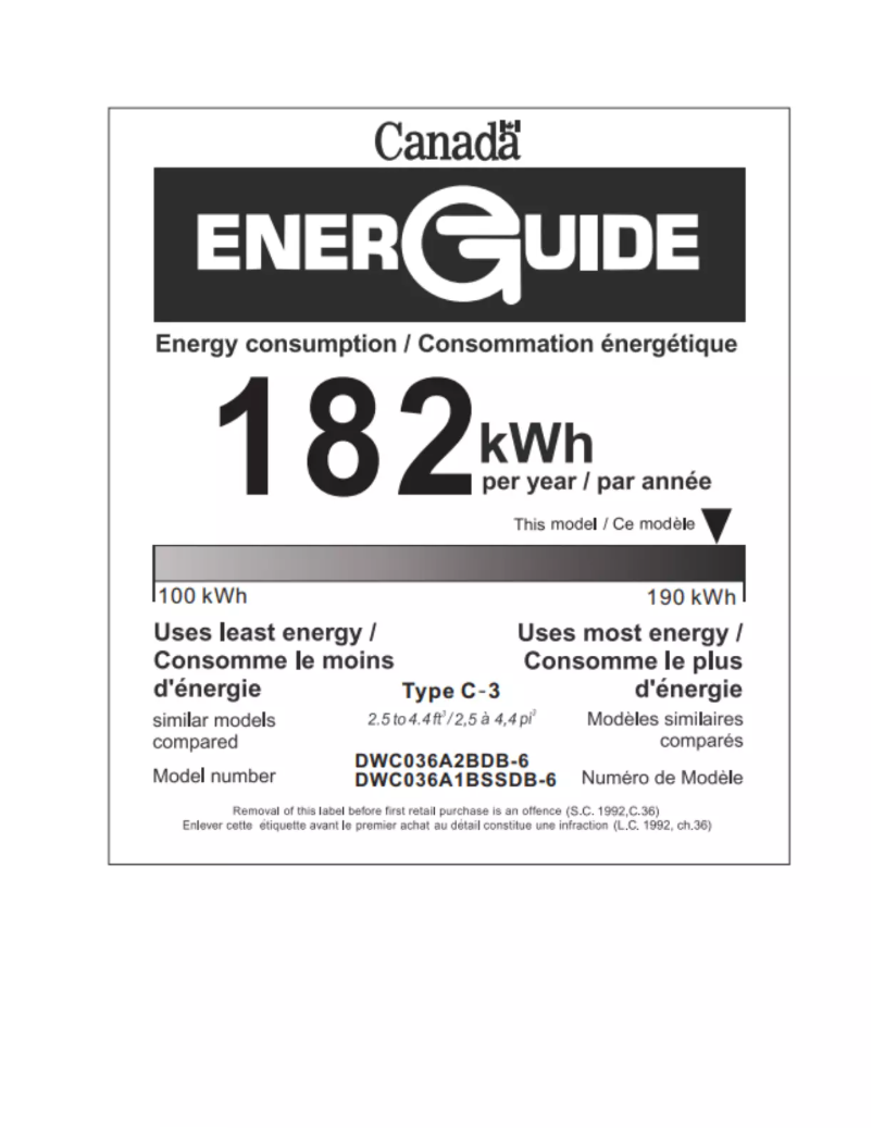 Page 1 de la notice Label énergétique Danby DWC036A2BDB-6