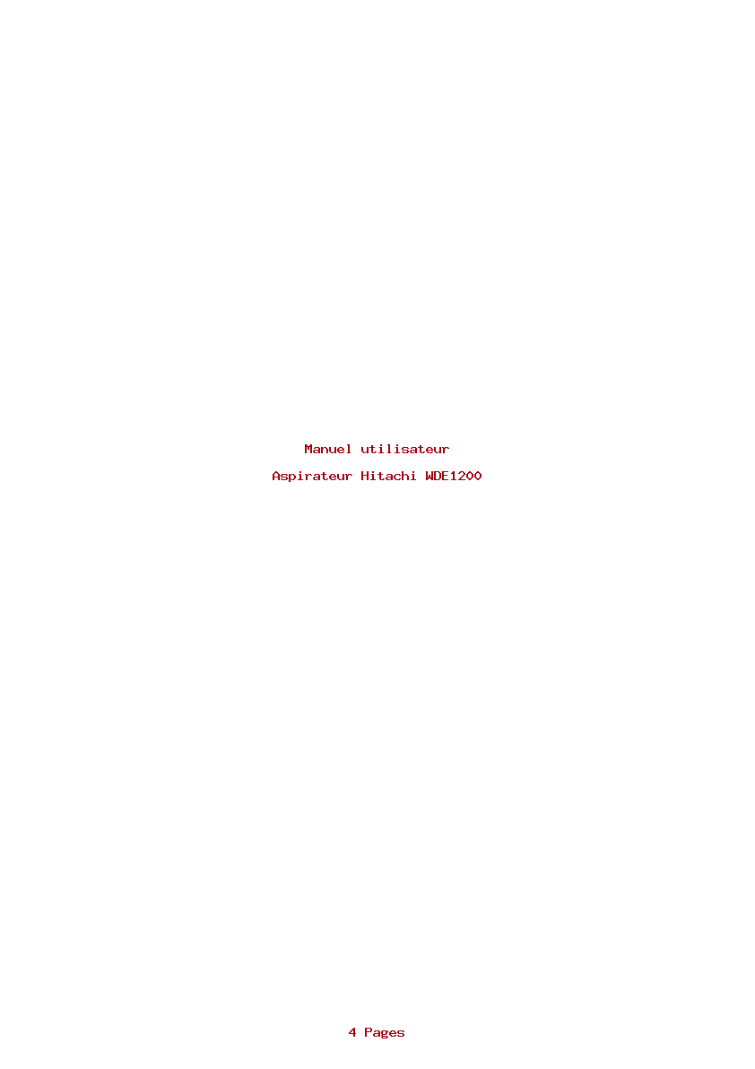 Page 1 de la notice Manuel utilisateur Hitachi WDE1200