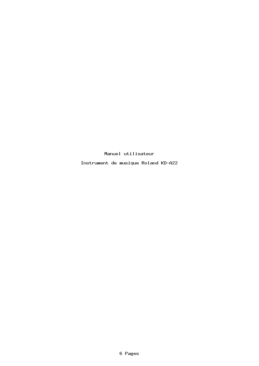 Page 1 de la notice Manuel utilisateur Roland KD-A22