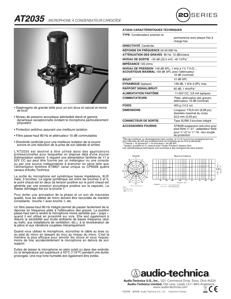 Page 1 of the manual User Manual Audio-Technica AT2035