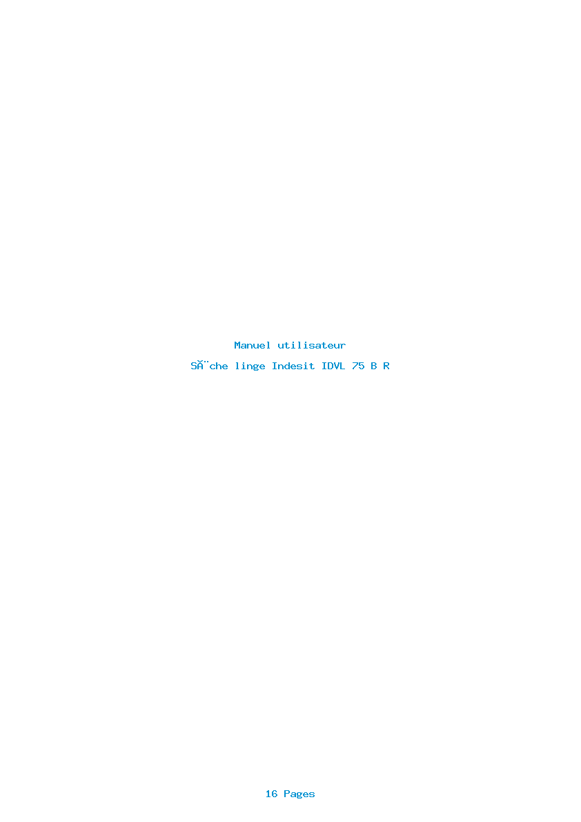 Page 1 de la notice Manuel utilisateur Indesit IDVL 75 B R