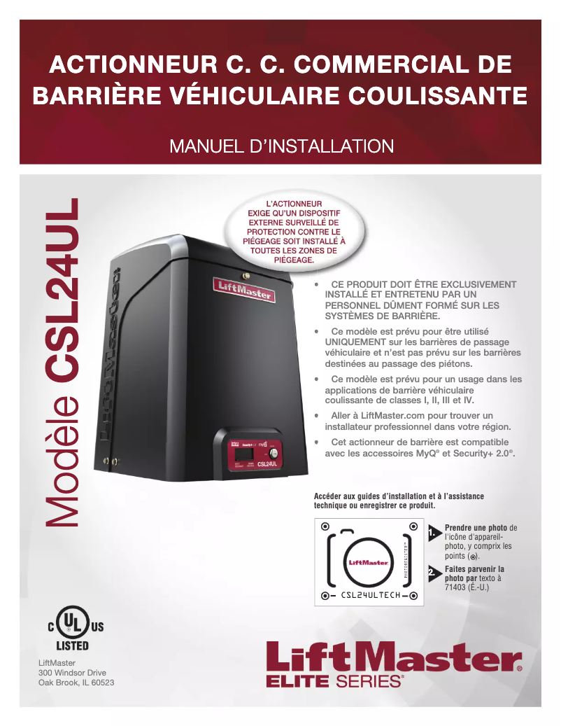 Page 1 de la notice Manuel utilisateur LiftMaster LMWETXU