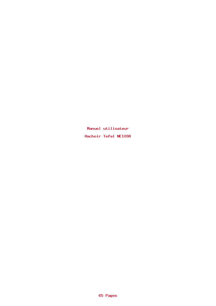 Page 1 de la notice Manuel utilisateur Tefal NE1098