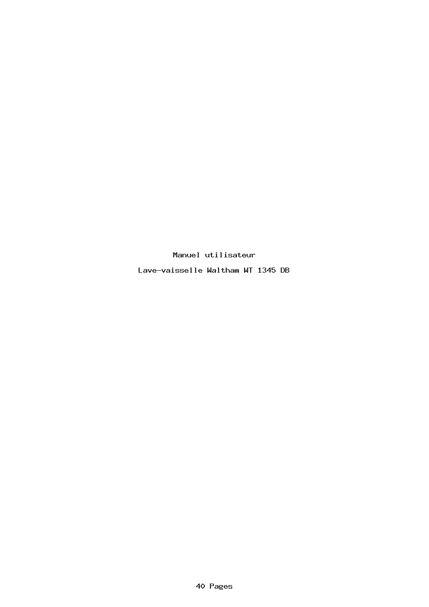 Image de la première page du manuel de l'appareil WT 1345 DB