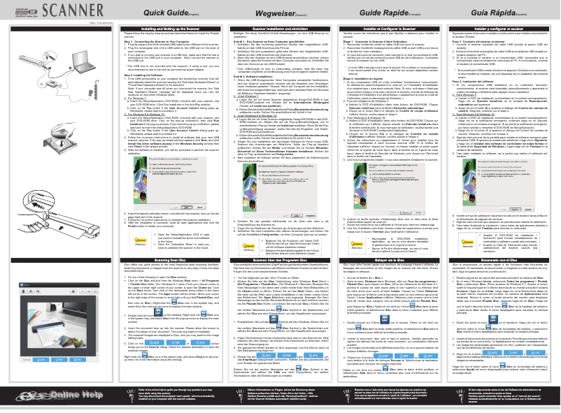 Page 1 de la notice Manuel utilisateur Plustek S410 Plus