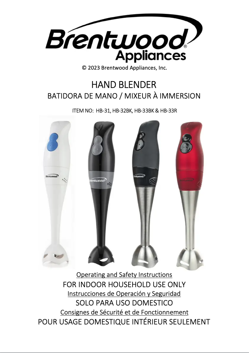 Page 1 de la notice Manuel utilisateur Brentwood HB-32BK