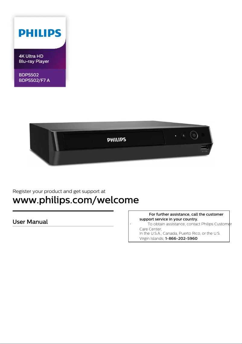 Page 1 de la notice Manuel utilisateur Philips BDP5502
