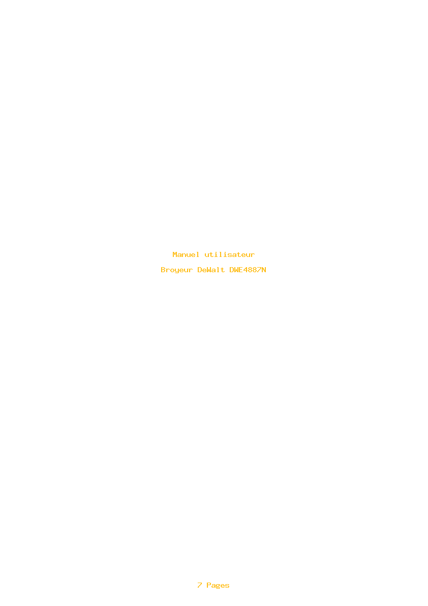 Page 1 de la notice Manuel utilisateur DeWalt DWE4887N