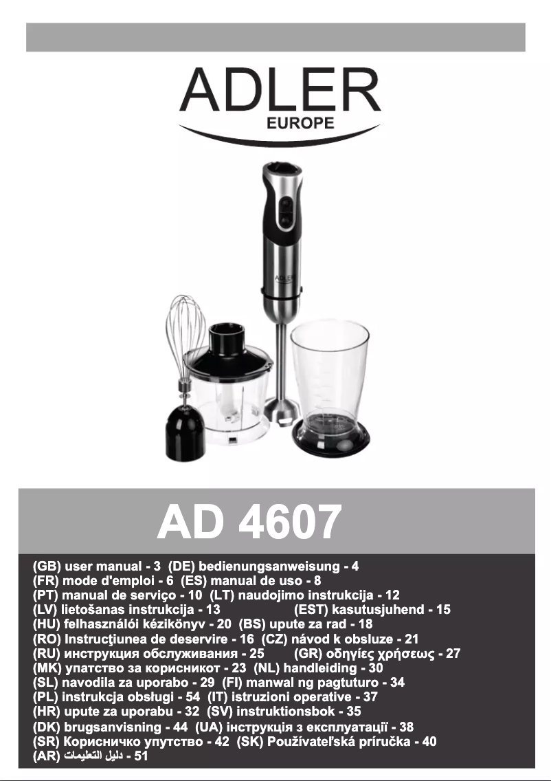 Page 1 de la notice Manuel utilisateur Adler AD 4607