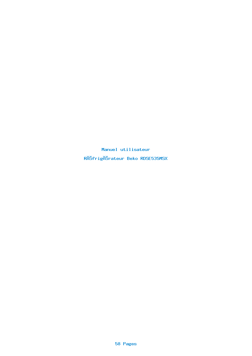 Page 1 de la notice Manuel utilisateur Beko RDSE535MSX