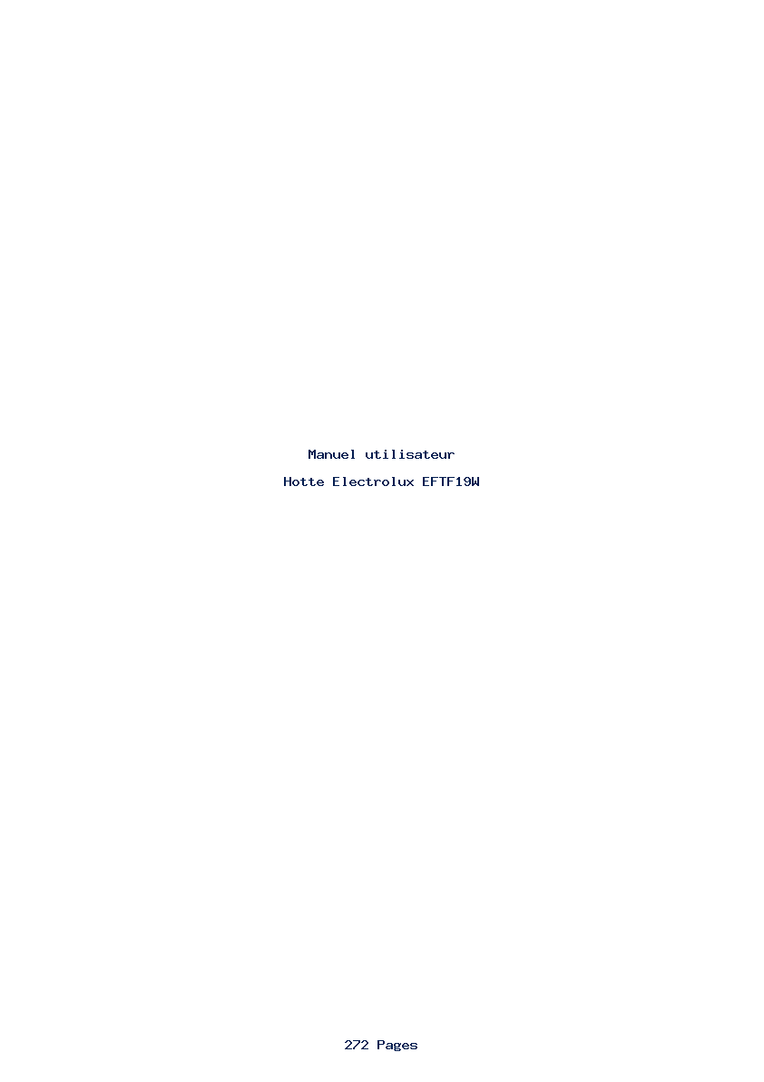 Page 1 de la notice Manuel utilisateur Electrolux EFTF19W