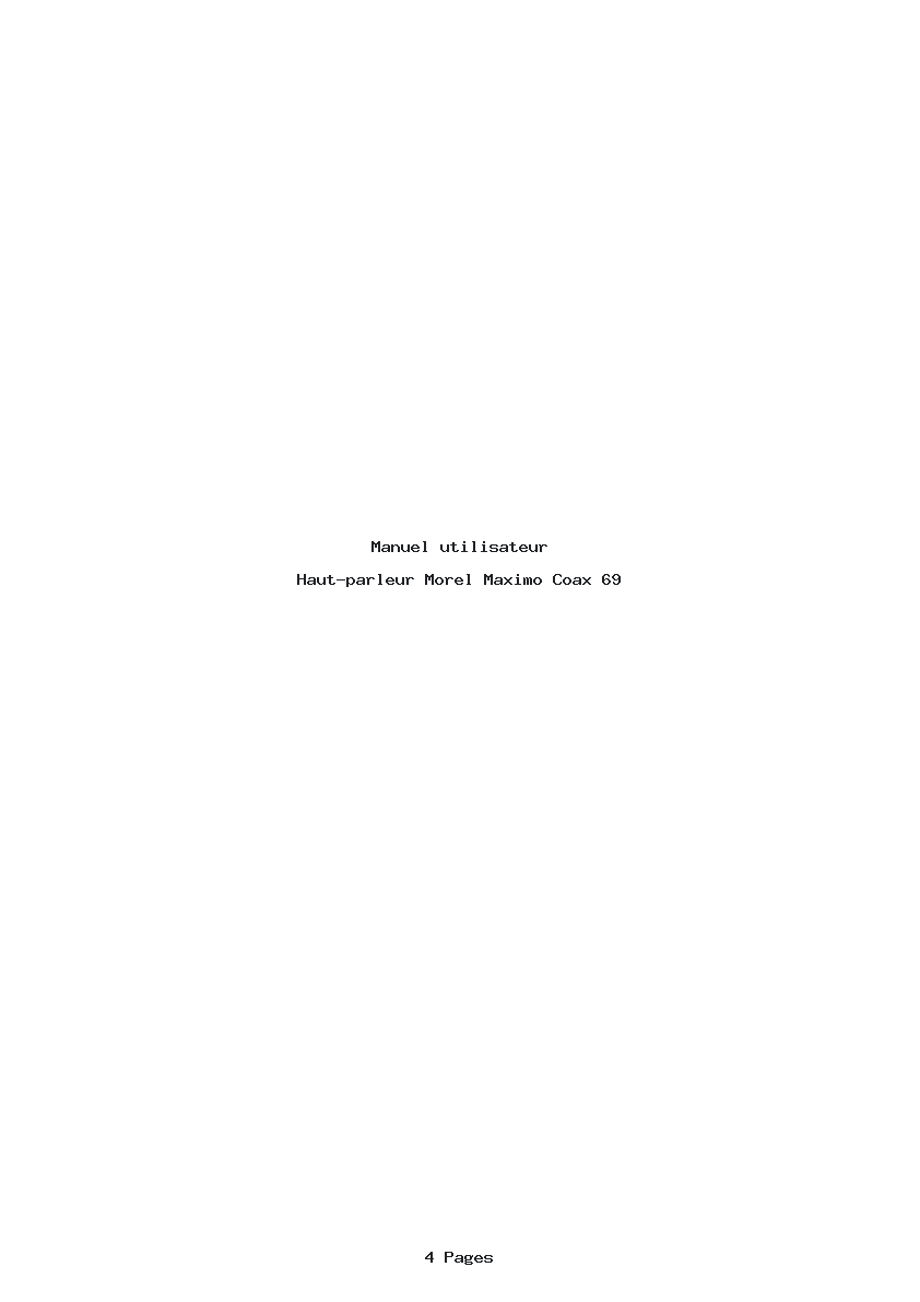 Page 1 de la notice Manuel utilisateur Morel Maximo Coax 69