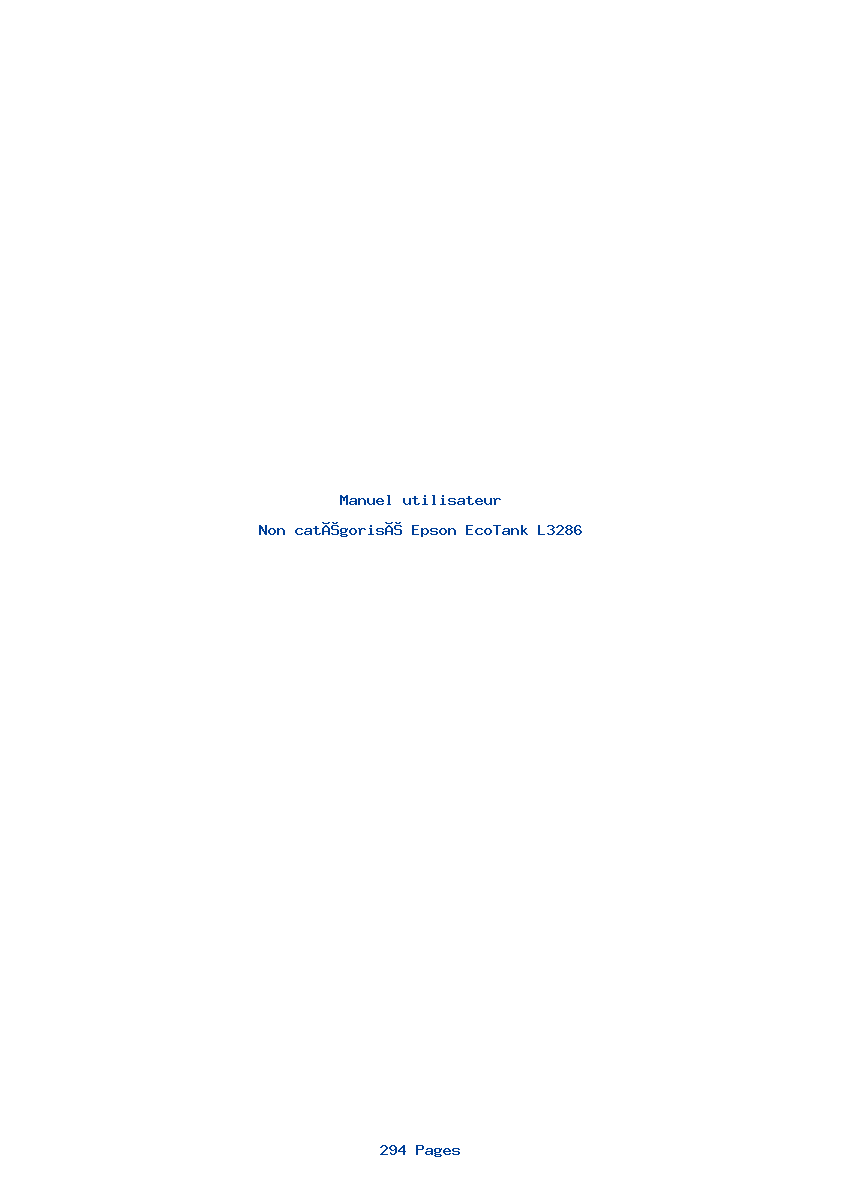 Page 1 de la notice Manuel utilisateur Epson EcoTank L3286