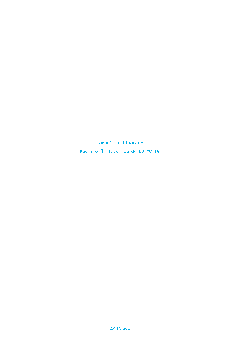 Page 1 de la notice Manuel utilisateur Candy LB AC 16
