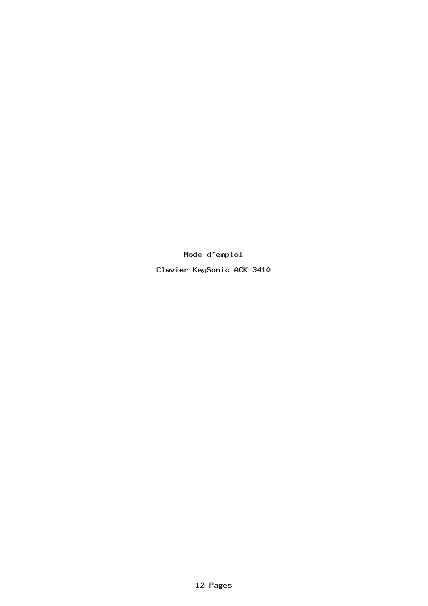 Page 1 de la notice Mode d'emploi KeySonic ACK-3410