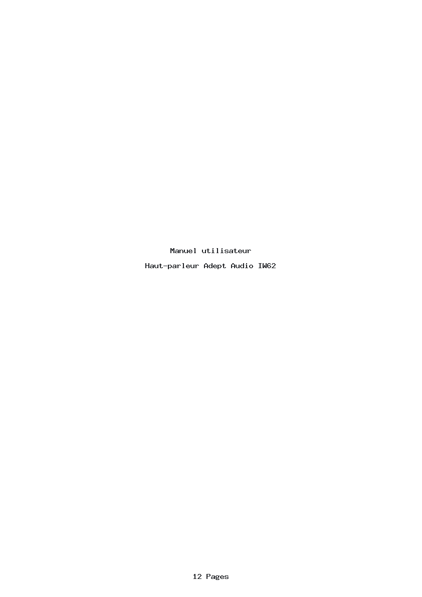Page 1 de la notice Manuel utilisateur Adept Audio IW62