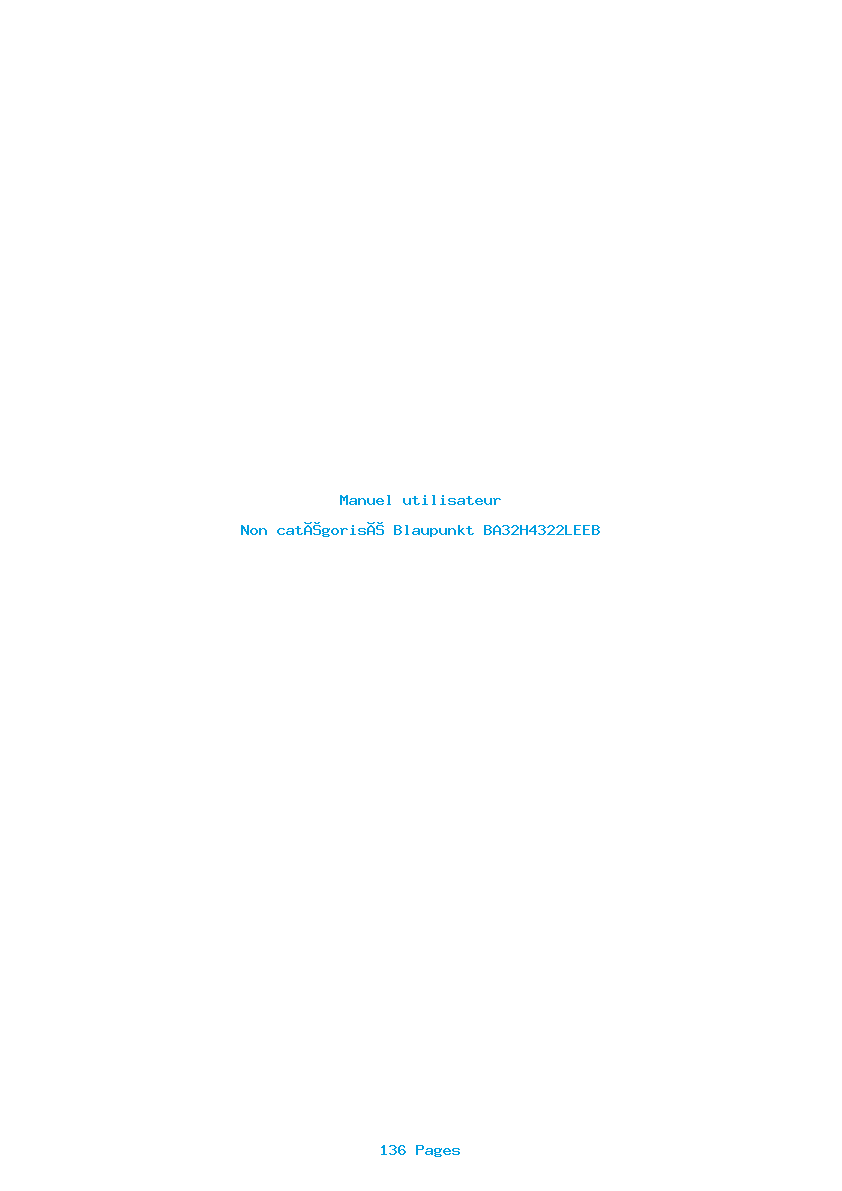 Page 1 de la notice Manuel utilisateur Blaupunkt BA32H4322LEEB