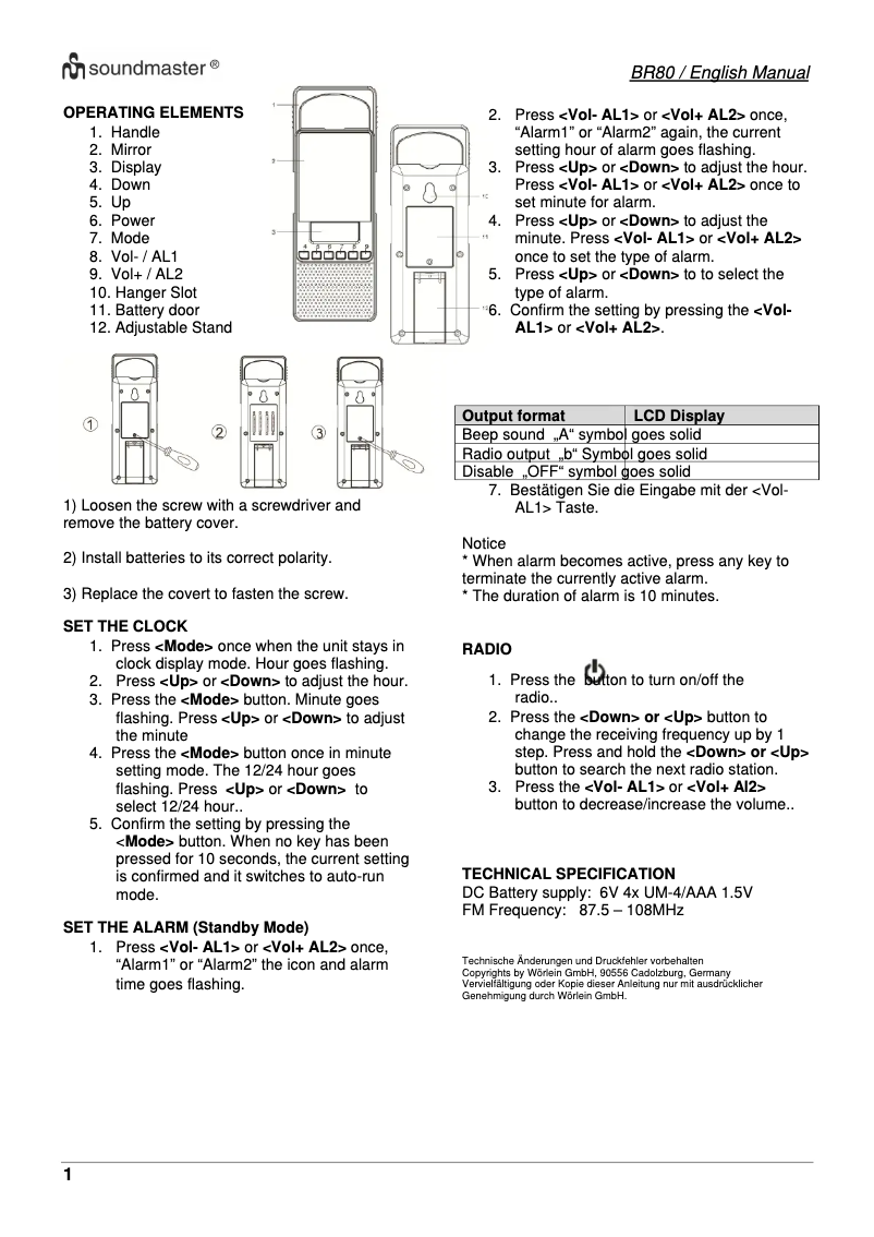 Page 1 de la notice Manuel utilisateur Roland BR-80