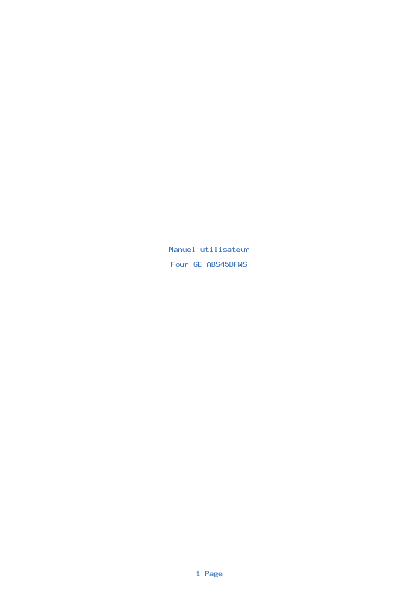 Page 1 de la notice Manuel utilisateur GE ABS45DFWS