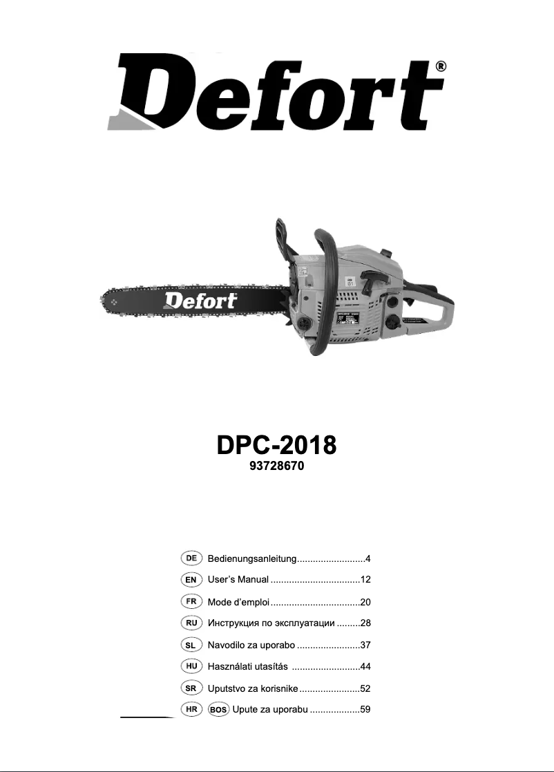 Page 1 de la notice Manuel utilisateur Defort DPC-2018