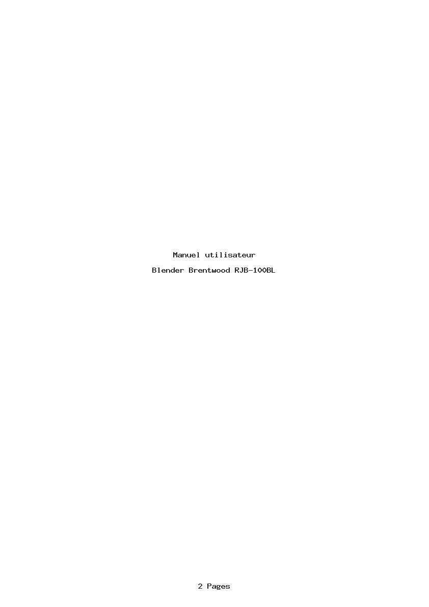 Page 1 de la notice Manuel utilisateur Brentwood RJB-100BL