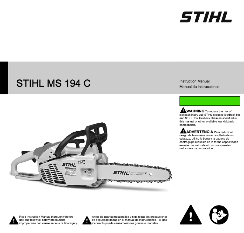 Page 1 de la notice Manuel utilisateur Stihl MS 194 C-E