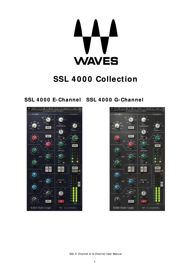 Page 1 de la notice Manuel utilisateur Waves SSL 4000 E-Channel