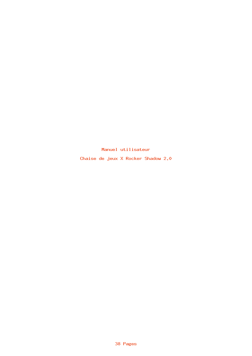 Page 1 de la notice Manuel utilisateur X Rocker Shadow 2.0