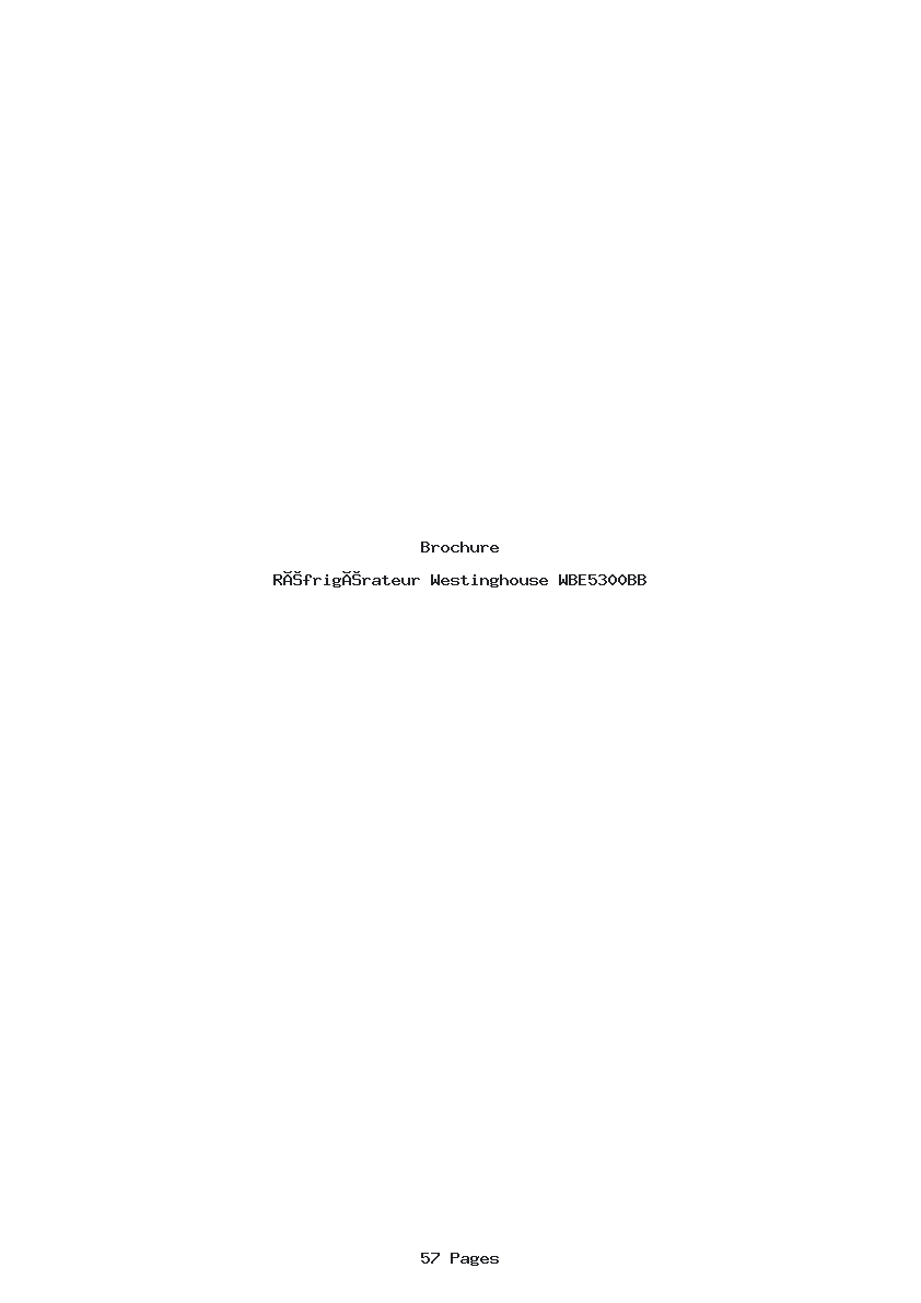 Page 1 de la notice Brochure Westinghouse WBE5300BB