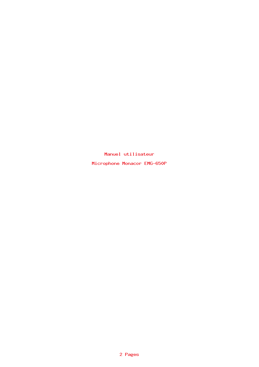 Page 1 de la notice Manuel utilisateur Monacor EMG-650P