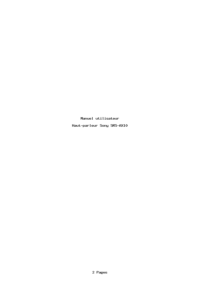 Page 1 de la notice Manuel utilisateur Sony SRS-AX10