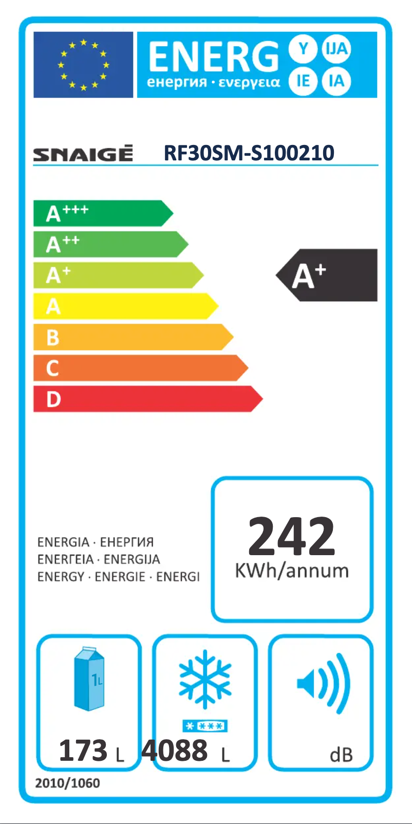 Page 1 de la notice Manuel utilisateur Snaigė Ice Logic RF30SM-S0002G0