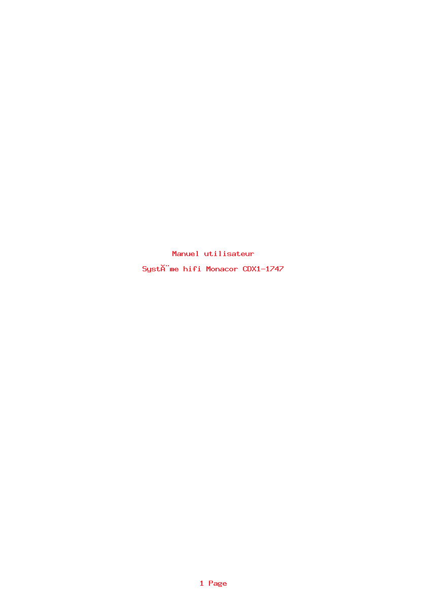 Page 1 de la notice Manuel utilisateur Monacor CDX1-1747