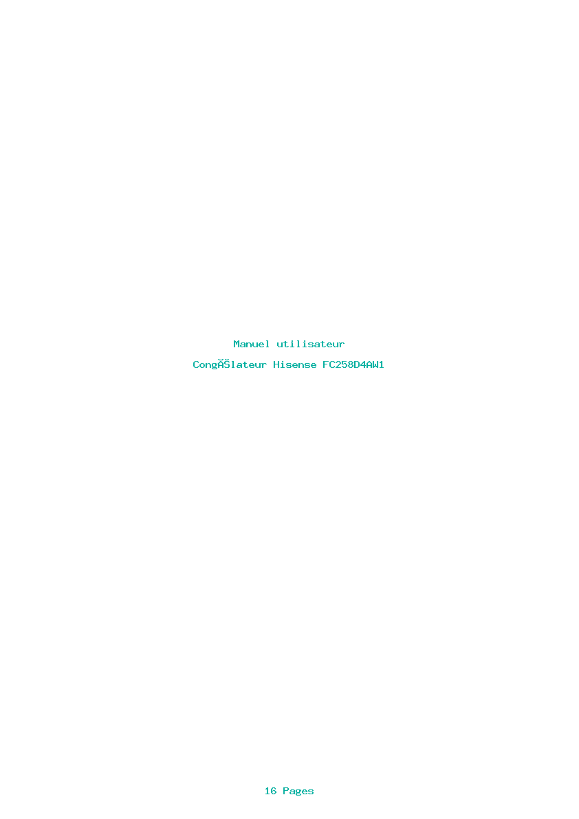Page 1 de la notice Manuel utilisateur Hisense FC258D4AW1
