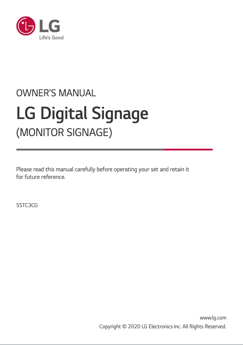 Page 1 de la notice Manuel utilisateur LG 55TC3CG