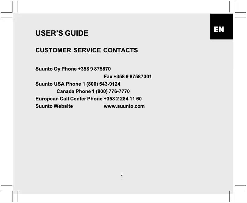 Page 1 de la notice Manuel utilisateur Suunto Altimax