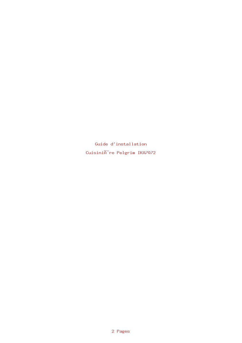 Page 1 de la notice Guide d'installation Pelgrim IKA7072