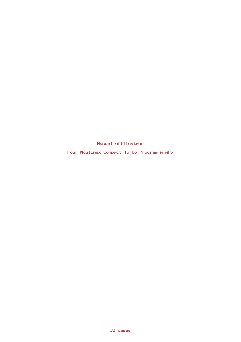 Page 1 de la notice Manuel utilisateur Moulinex Compact Turbo Program A AP5